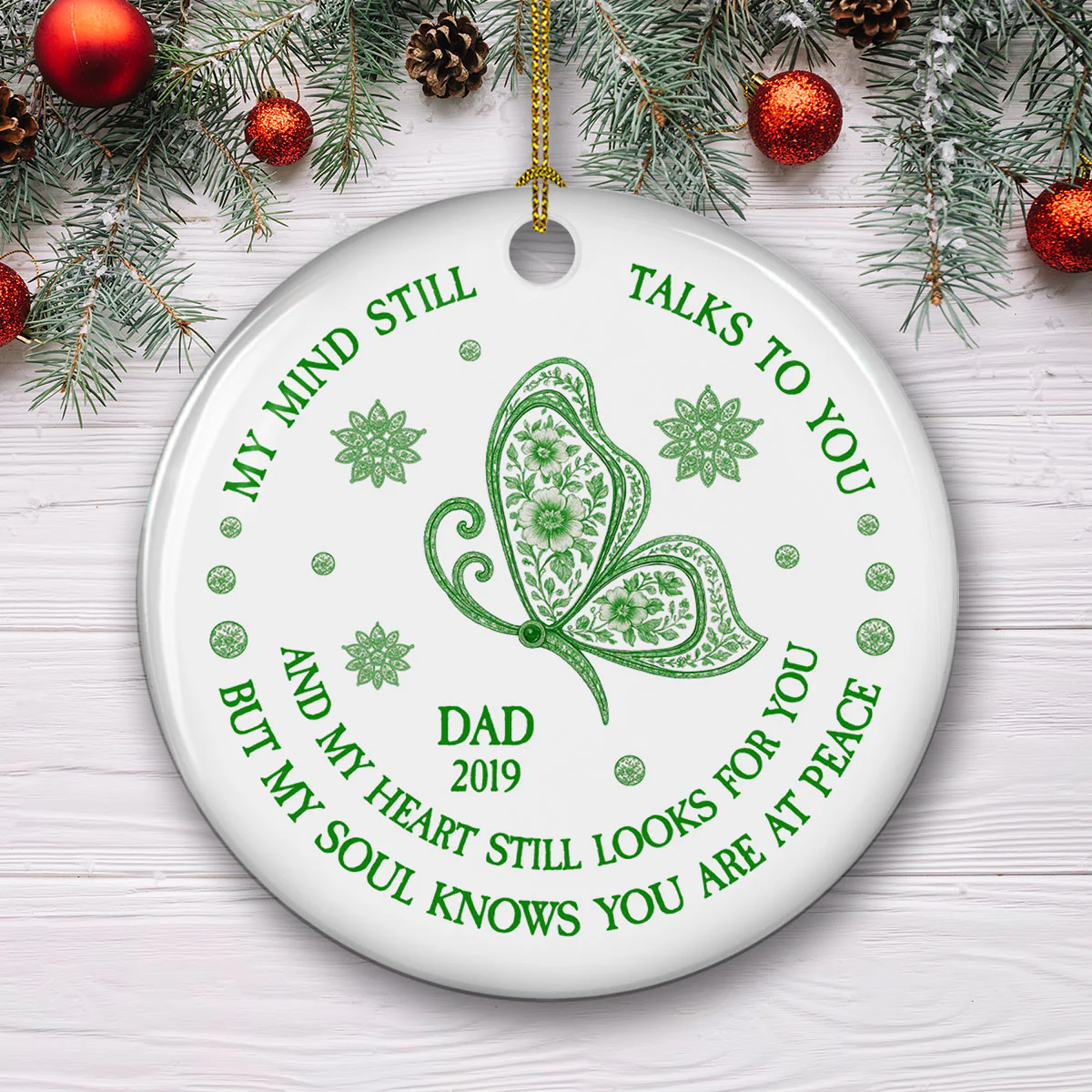 But My Soul Knows You Are At Peace Toile De Jouy - Personalized Custom Ceramic Ornament - Image 2