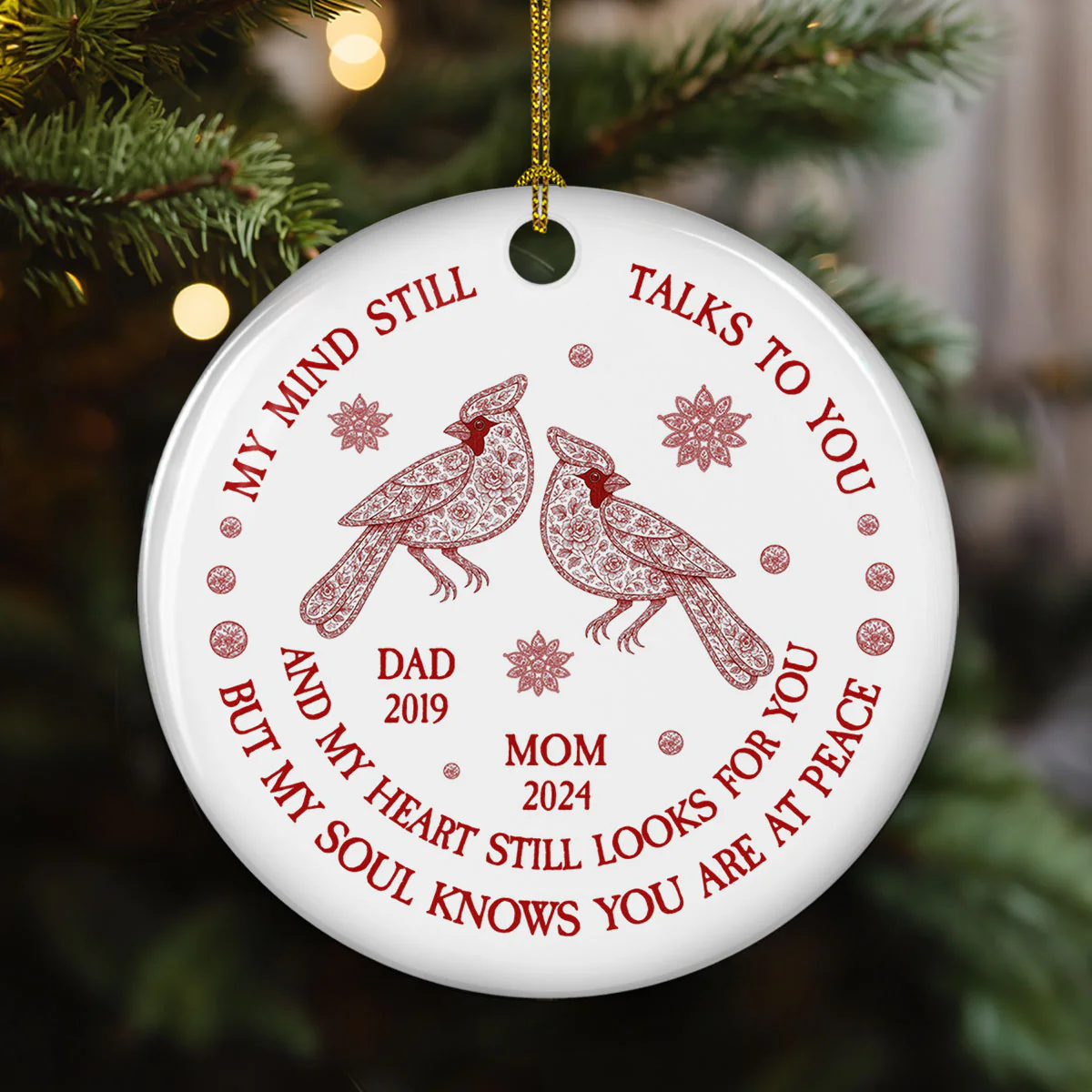 But My Soul Knows You Are At Peace Toile De Jouy - Personalized Custom Ceramic Ornament - Image 3