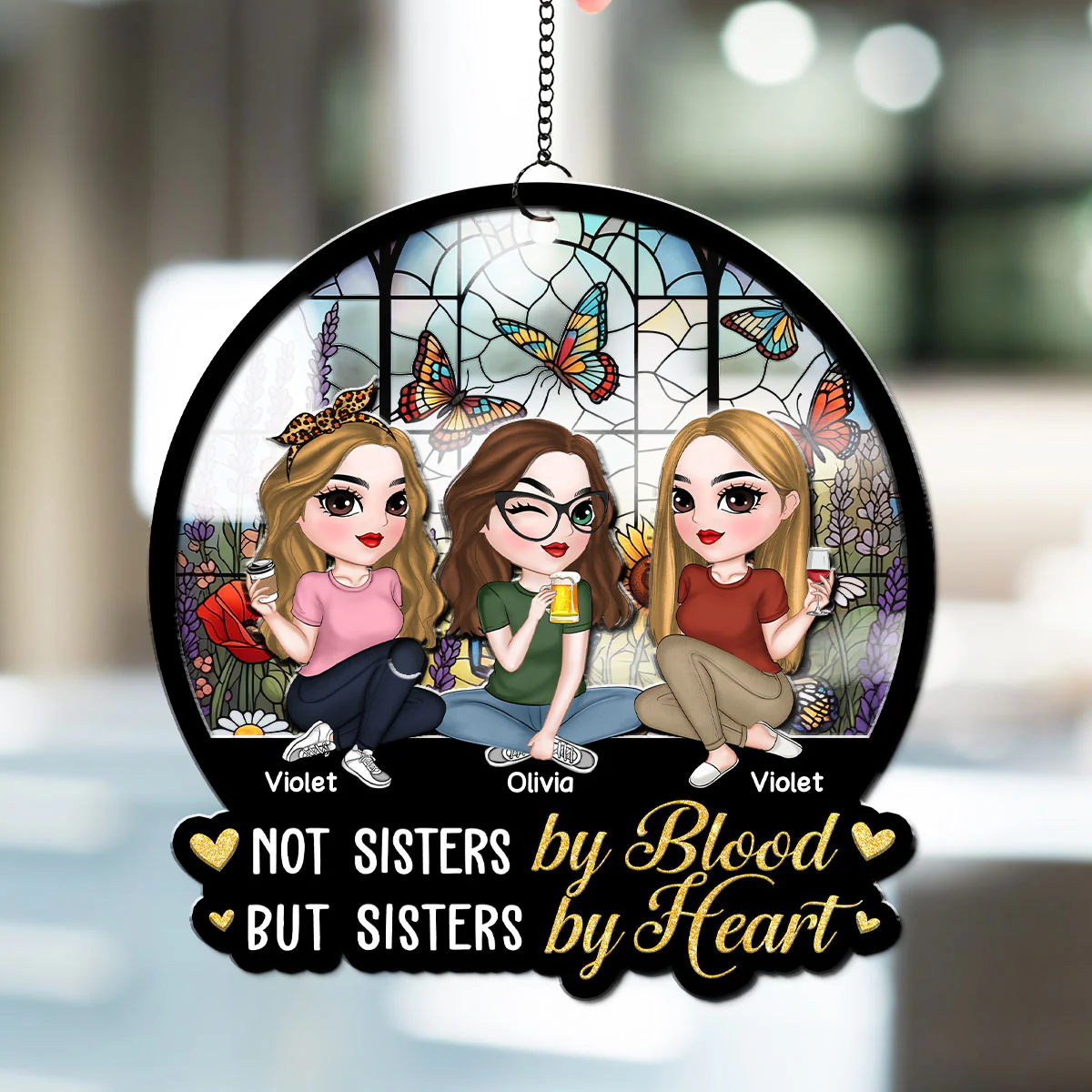 But Sister By Heart - Personalized Custom Suncatcher - Image 4