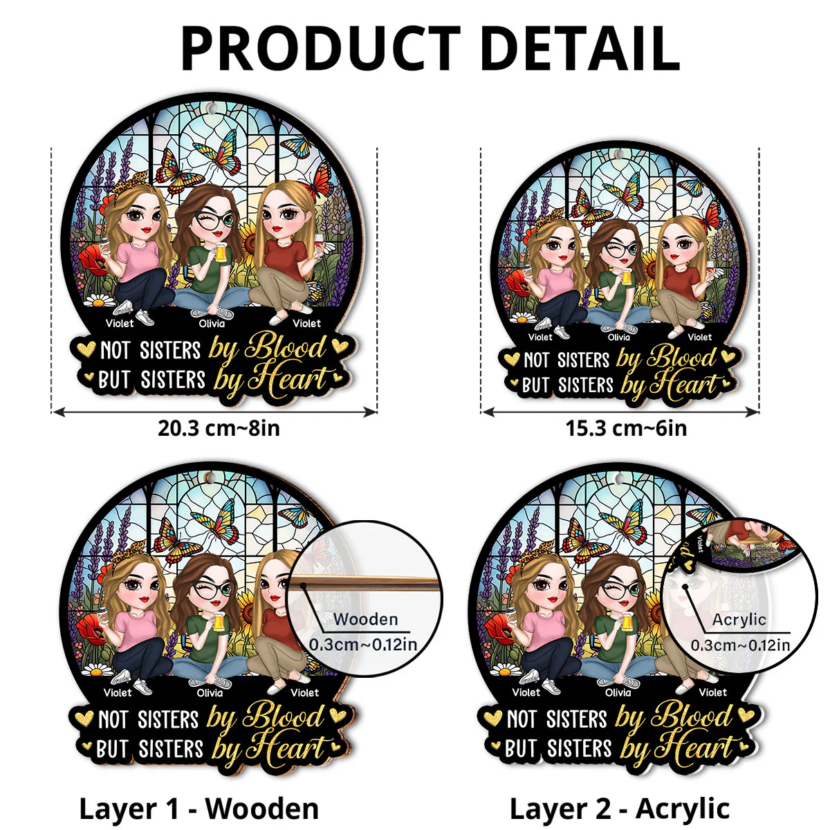 But Sister By Heart - Personalized Custom Suncatcher - Image 5