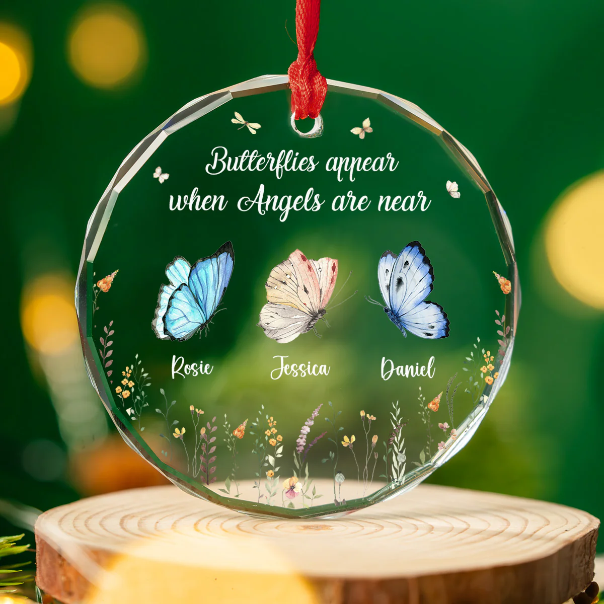 Butterflies Appear When Angels Are Near - Personalized Custom Glass Ornament - Image 2