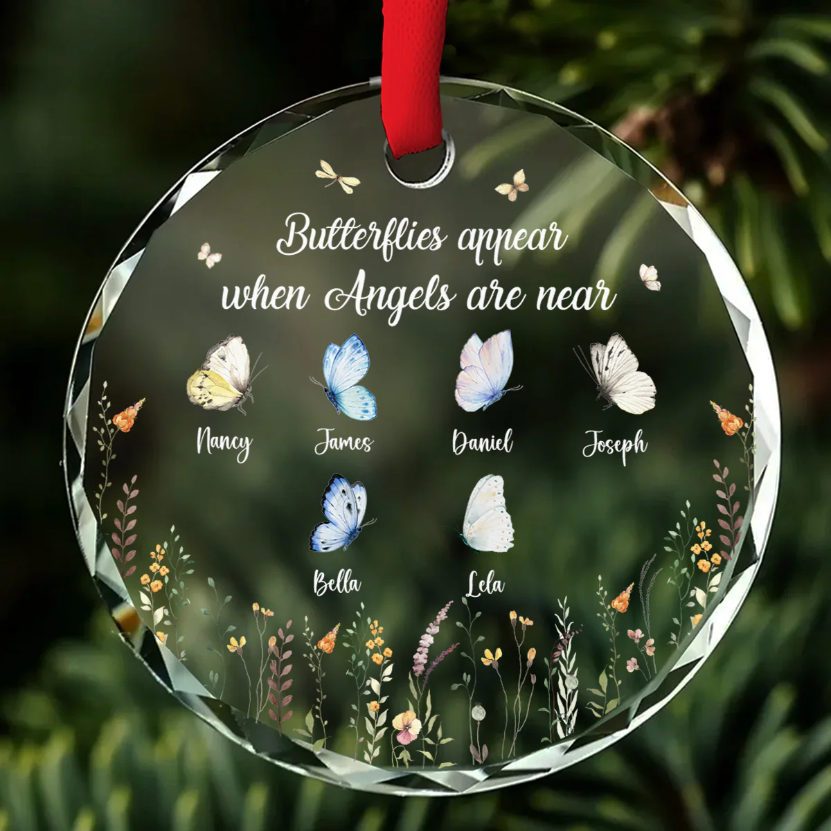 Butterflies Appear When Angels Are Near - Personalized Custom Glass Ornament - Image 4