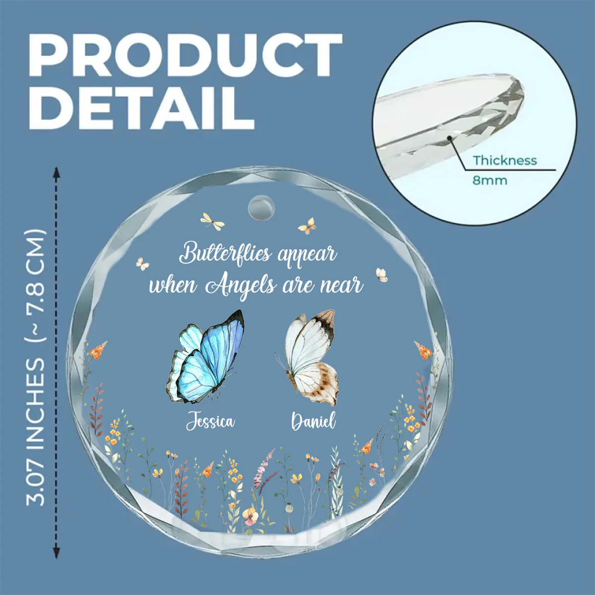 Butterflies Appear When Angels Are Near - Personalized Custom Glass Ornament - Image 5