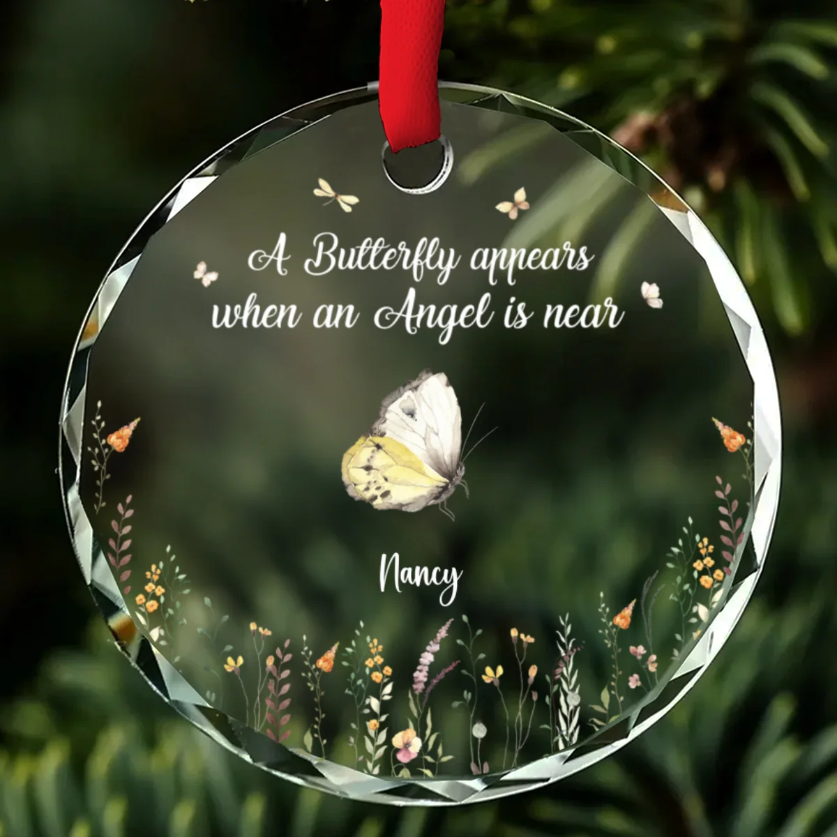 Butterflies Appear When Angels Are Near - Personalized Custom Glass Ornament - Image 6