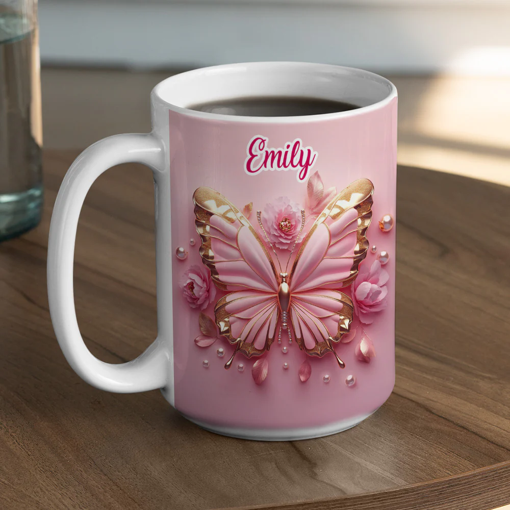 Butterfly Beautiful - Personalized Custom 3D Effect Coffee Mug - Image 4