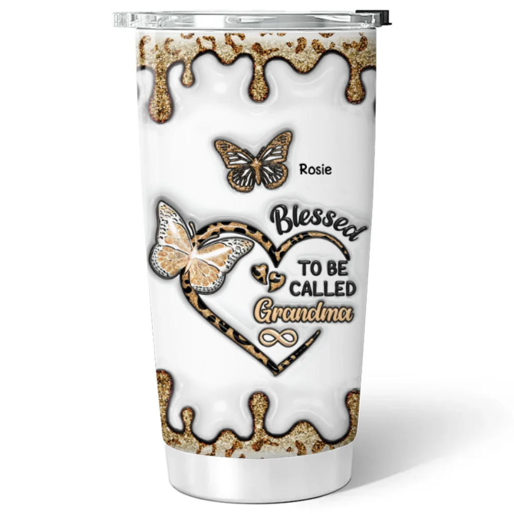 Butterfly Grammy - Personalized Custom 3D Inflated Effect Tumbler - Image 6