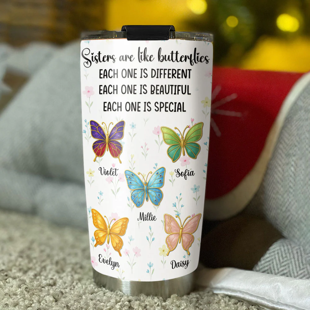 Butterfly Sisters - Personalized Custom Tumbler - Image 4