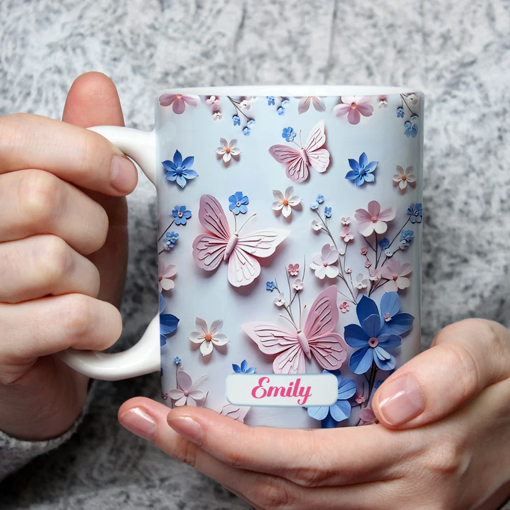 Butterfly With Flower - Personalized Custom 3D Inflated Effect Mug - Image 3