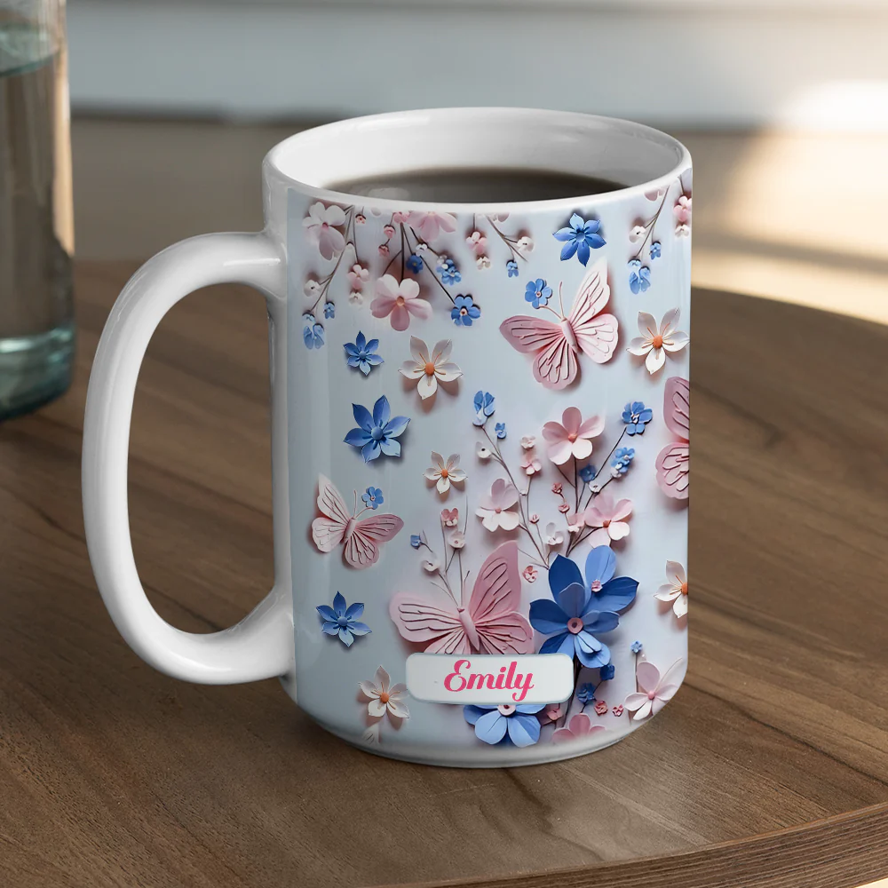 Butterfly With Flower - Personalized Custom 3D Inflated Effect Mug - Image 9