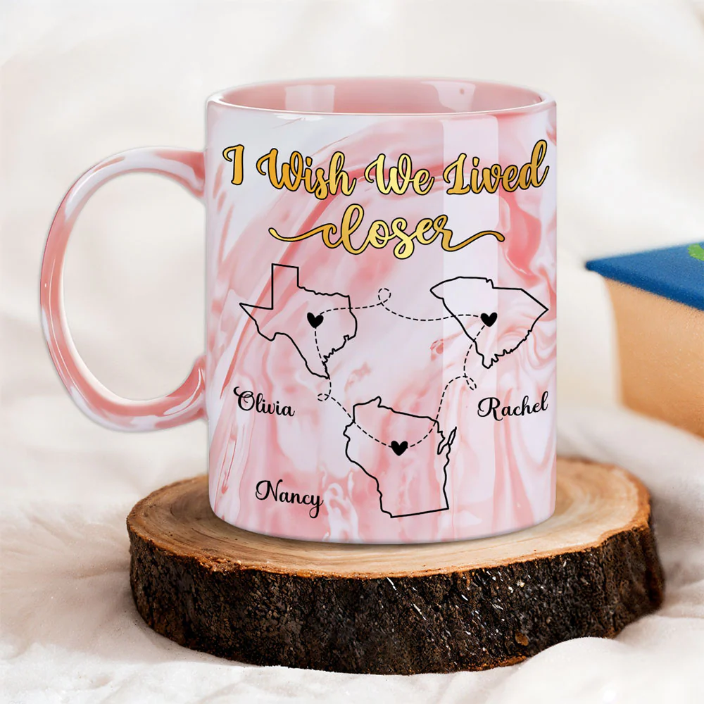 By My Side - Personalized Custom Pink Marble Mug - Image 2