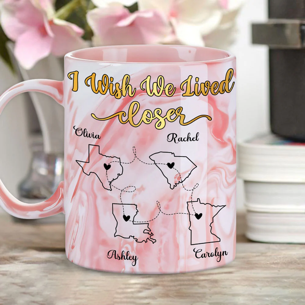 By My Side - Personalized Custom Pink Marble Mug - Image 3