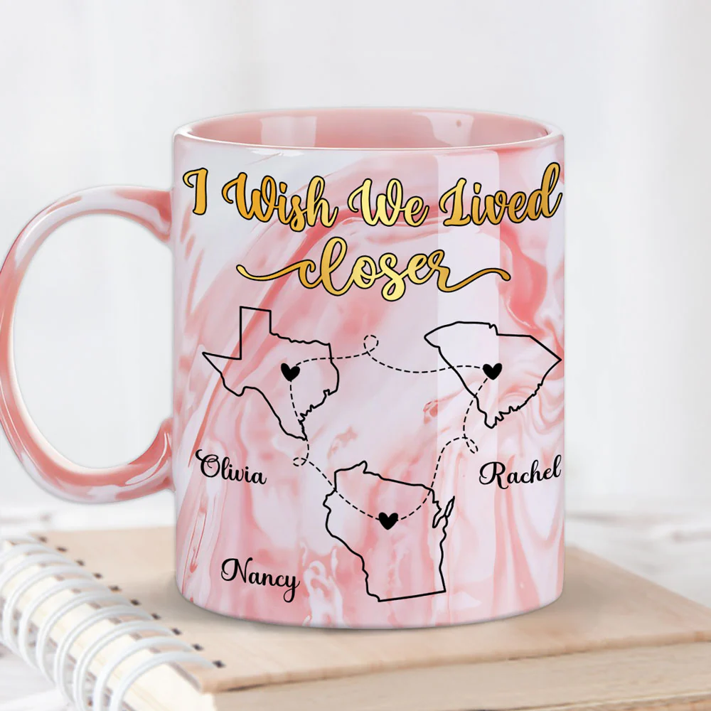 By My Side - Personalized Custom Pink Marble Mug - Image 4