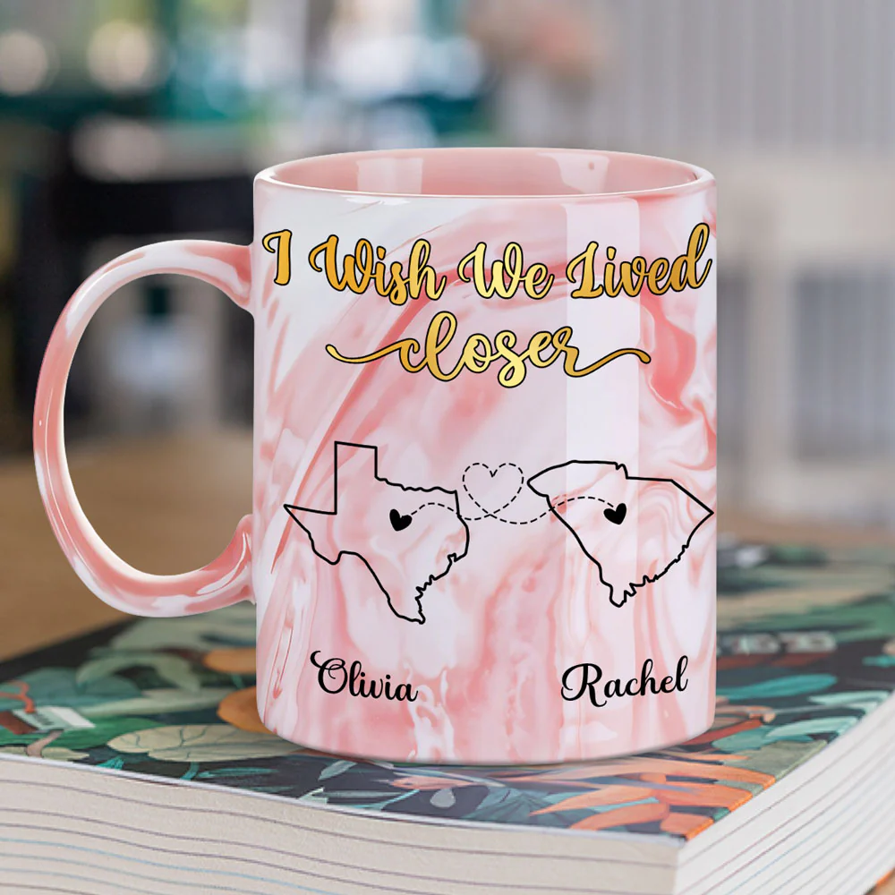 By My Side - Personalized Custom Pink Marble Mug - Image 5