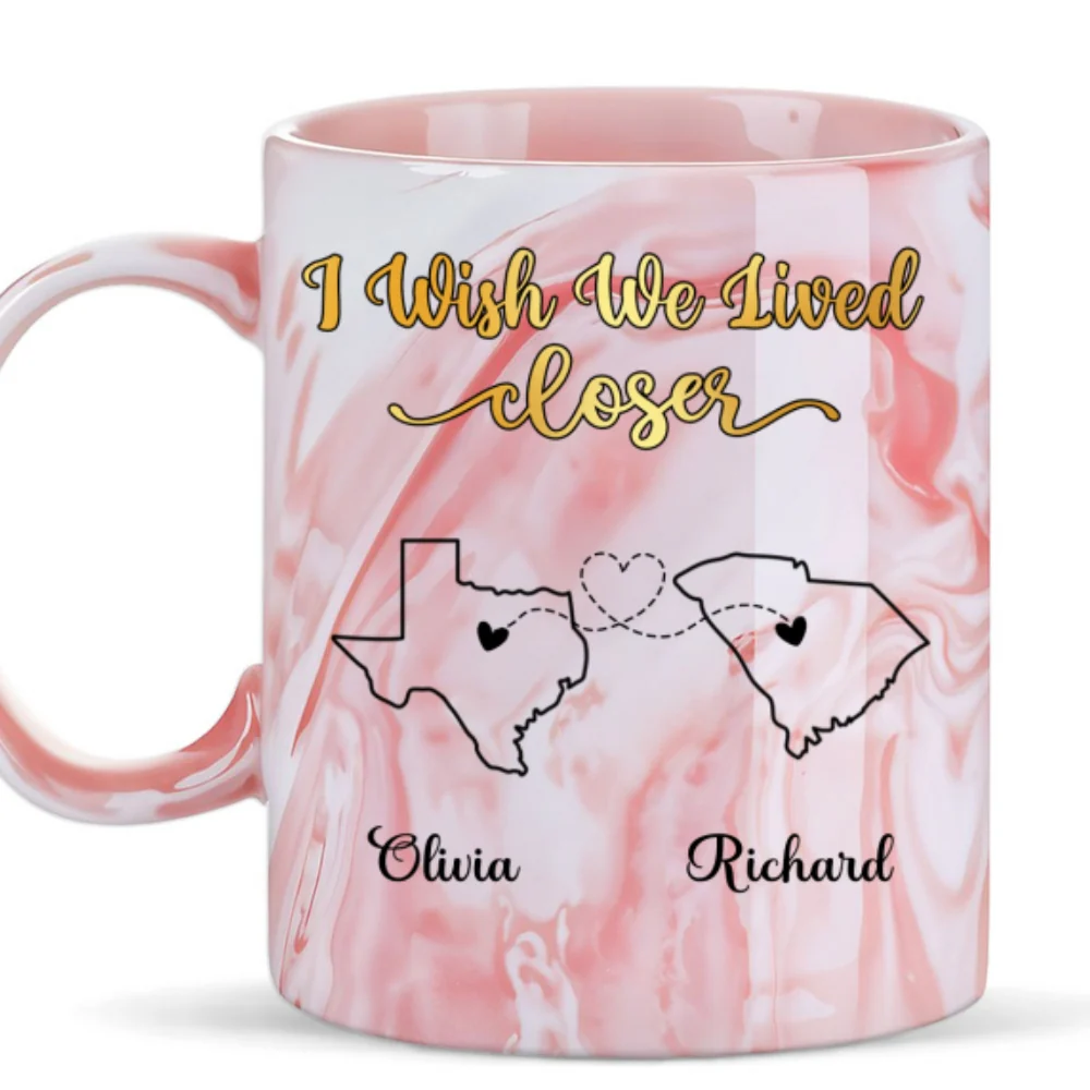 By My Side - Personalized Custom Pink Marble Mug - Image 6