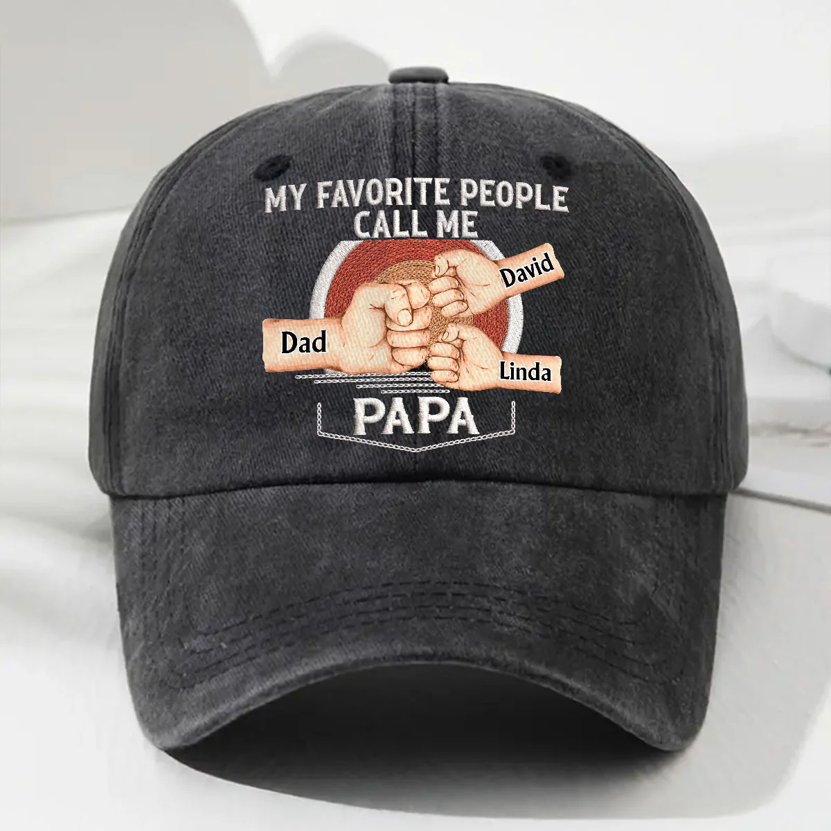 Call Me Papa - Personalized Custom Vintage Washed Denim Cap