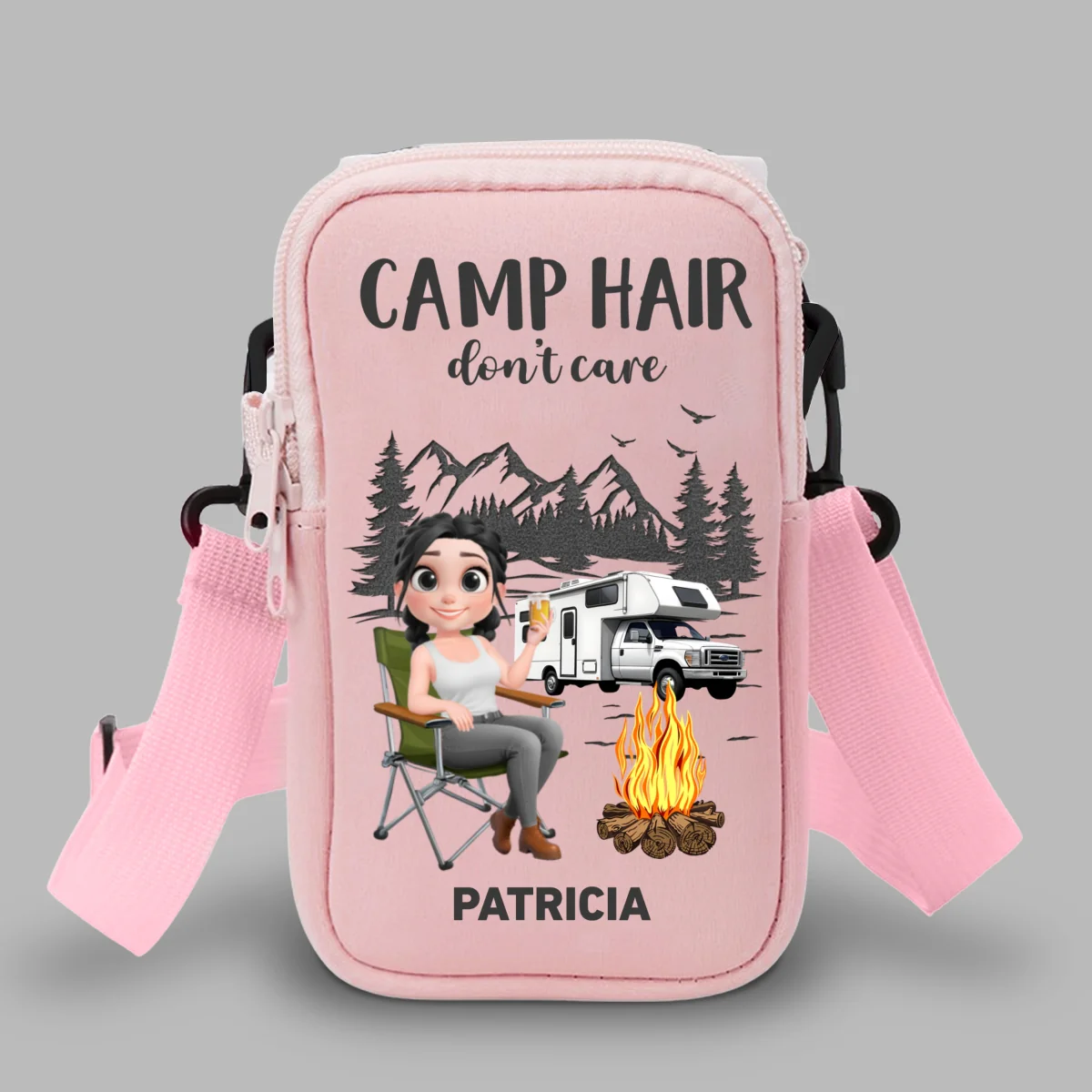 Camp Hair Do Not Care - Personalized Custom Water Bottle Carrier Bag - Image 7