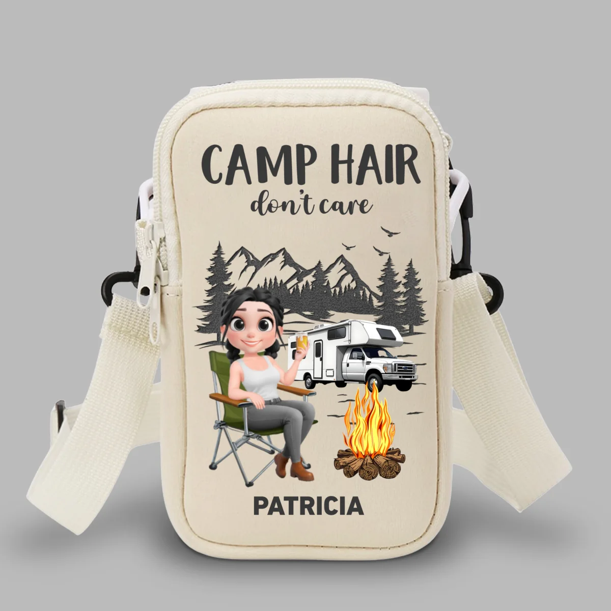 Camp Hair Do Not Care - Personalized Custom Water Bottle Carrier Bag - Image 8
