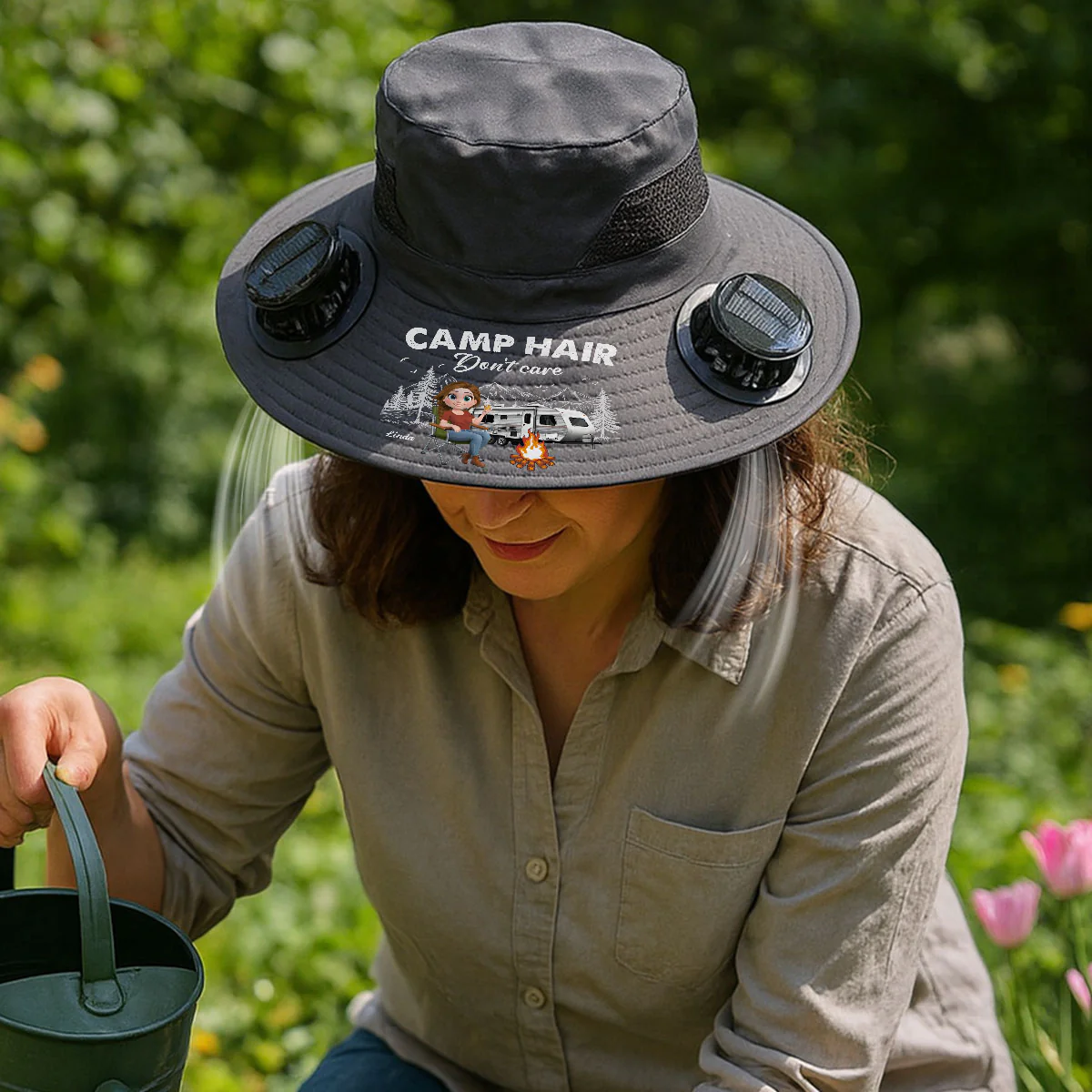 Camp Hair - Personalized Custom Solar Fan Hat - Image 4