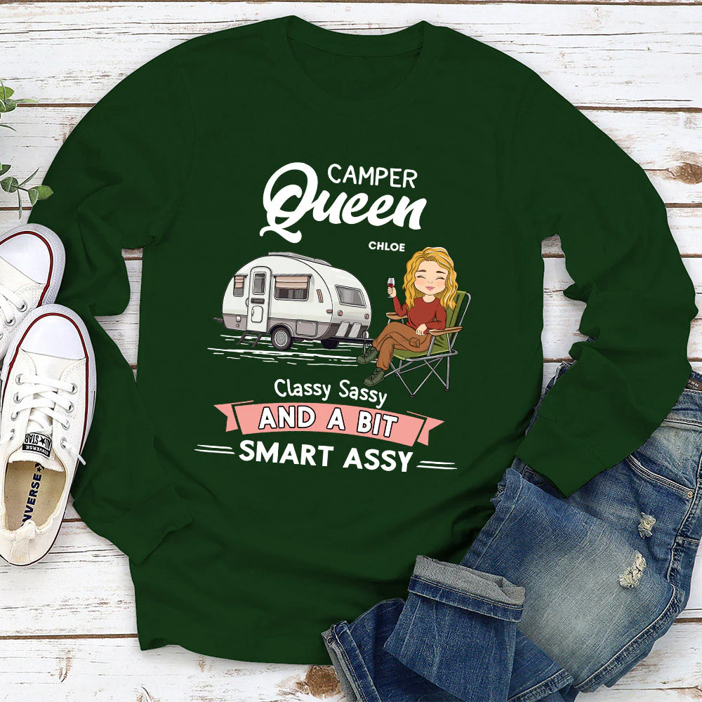Camper Queen - Personalized Custom Long Sleeve T-shirt - Image 2