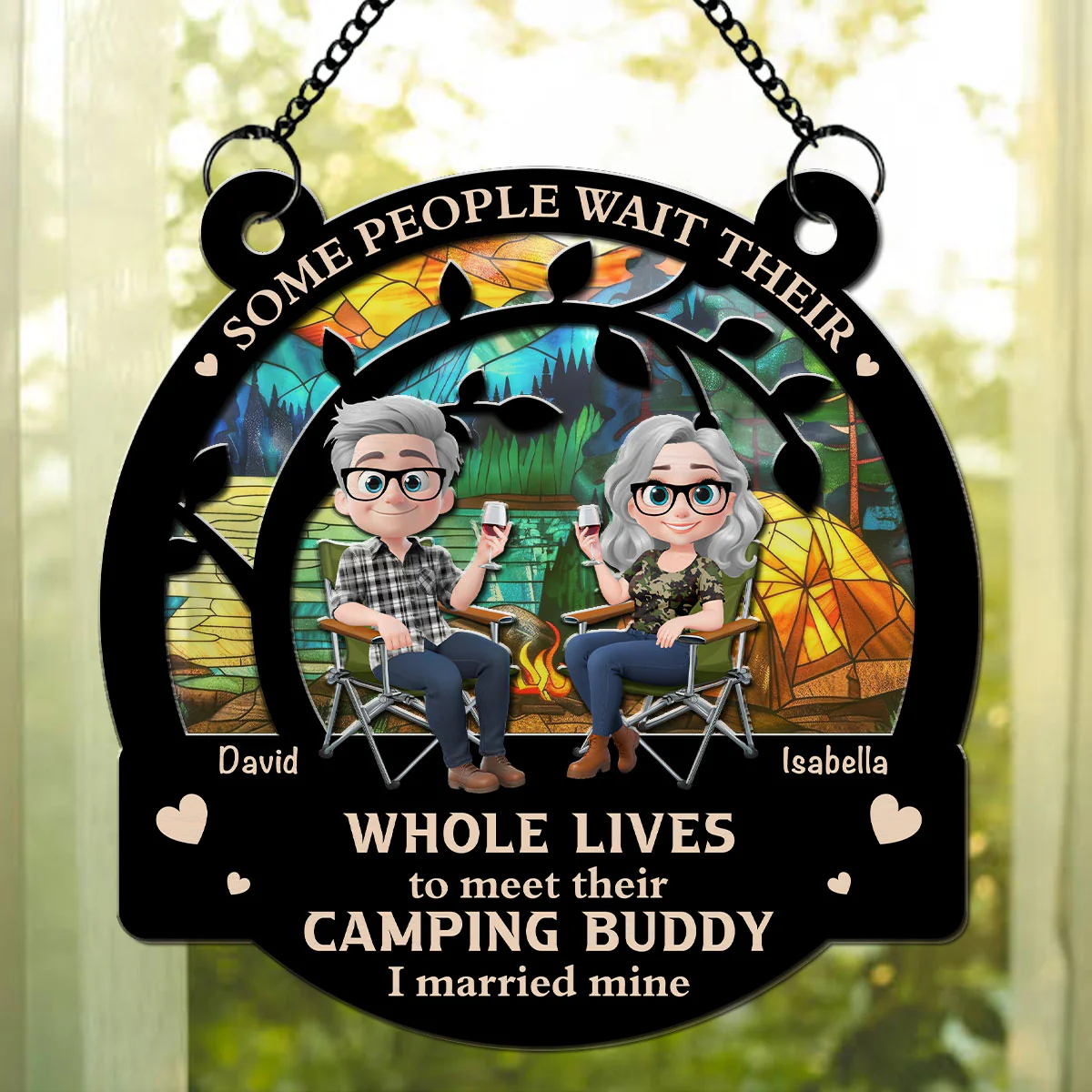 Campfires And Love With You - Personalized Custom Suncatcher - Image 3