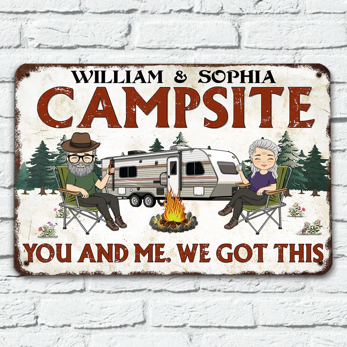 Camping Buddies For Life - Personalized Custom Metal Sign - Image 2