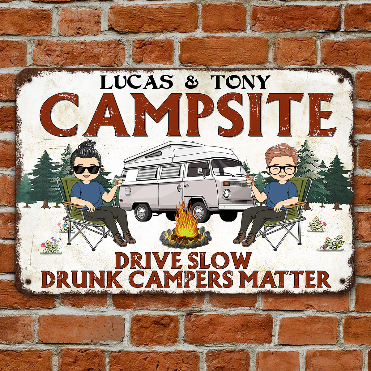 Camping Buddies For Life - Personalized Custom Metal Sign - Image 3