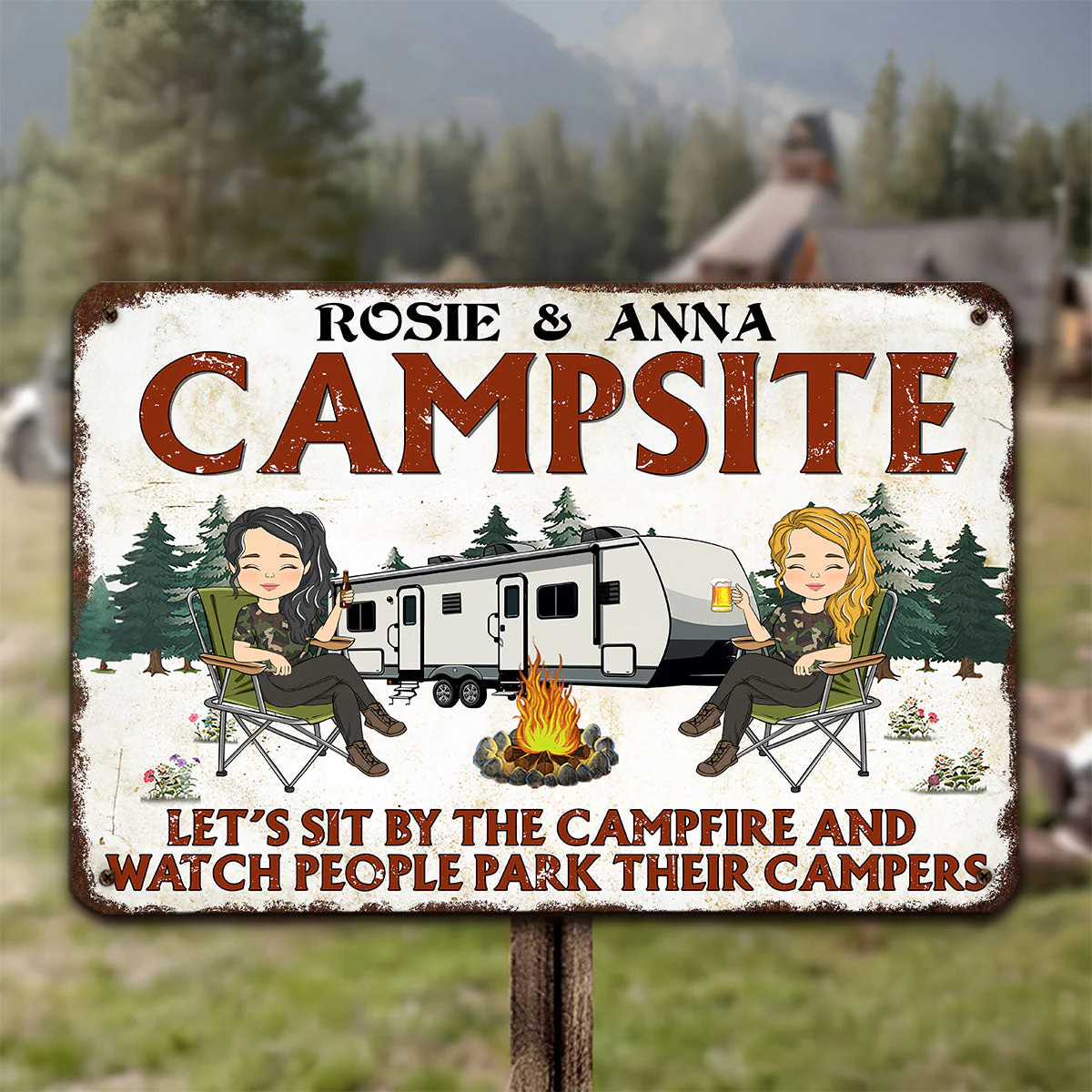 Camping Buddies For Life - Personalized Custom Metal Sign - Image 4