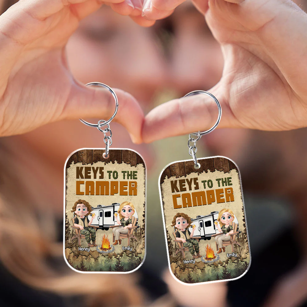 Camping Cartoon - Personalized Custom Acrylic Keychain