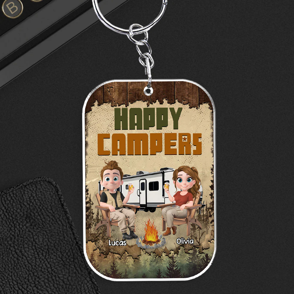 Camping Cartoon - Personalized Custom Acrylic Keychain - Image 4