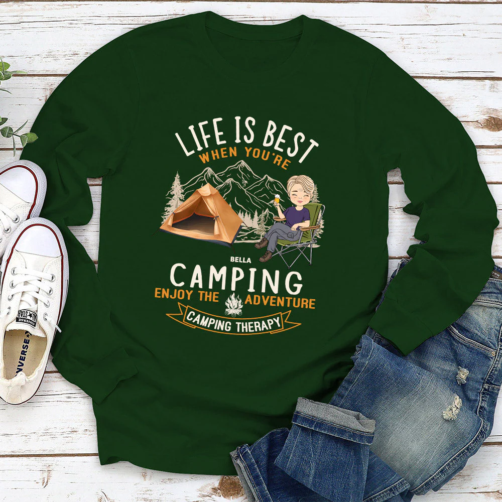 Camping Is Best - Personalized Custom Long Sleeve T-shirt - Image 3