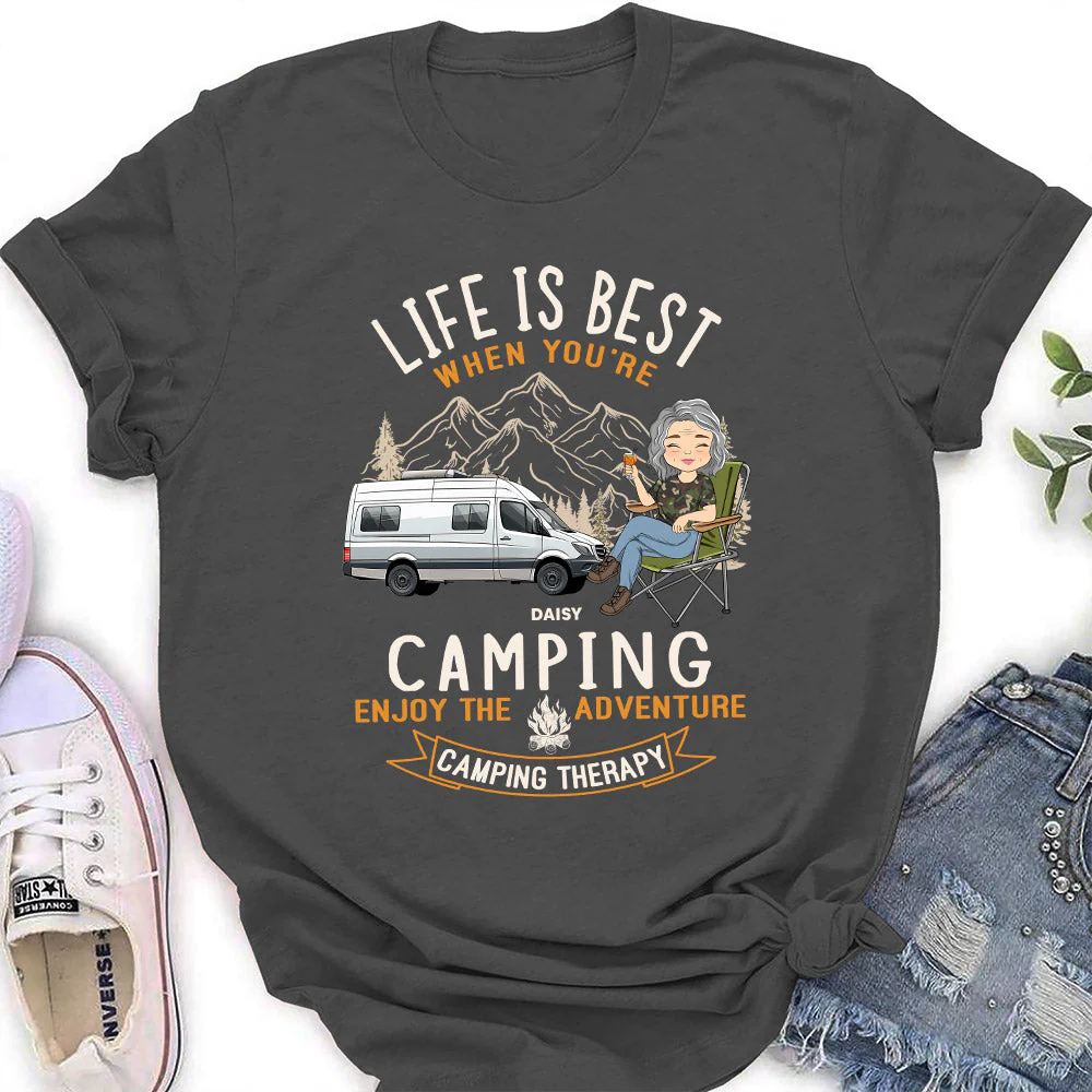 Camping Is Best - Personalized Custom Women's T-shirt - Image 2