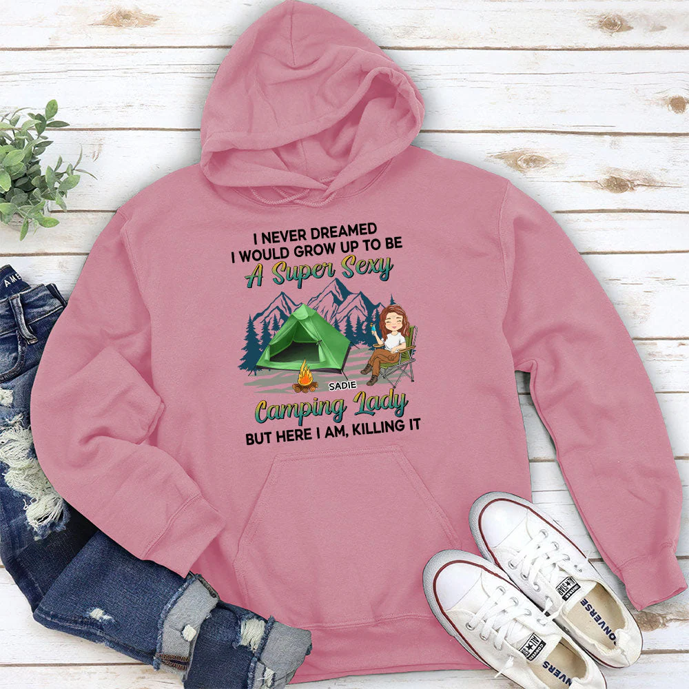 Camping Lady 2 - Personalized Custom Hoodie - Image 3