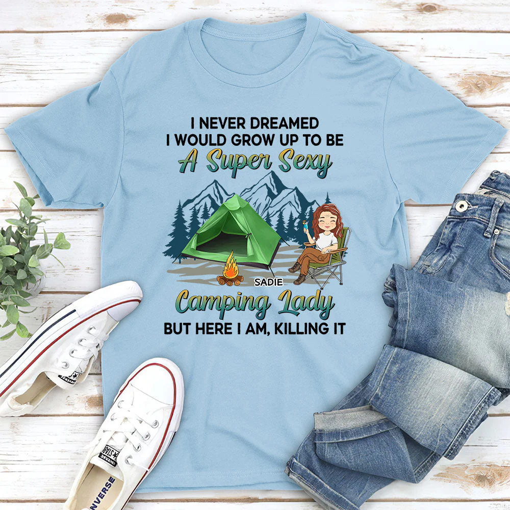 Camping Lady 2 - Personalized Custom Unisex T-shirt - Image 3
