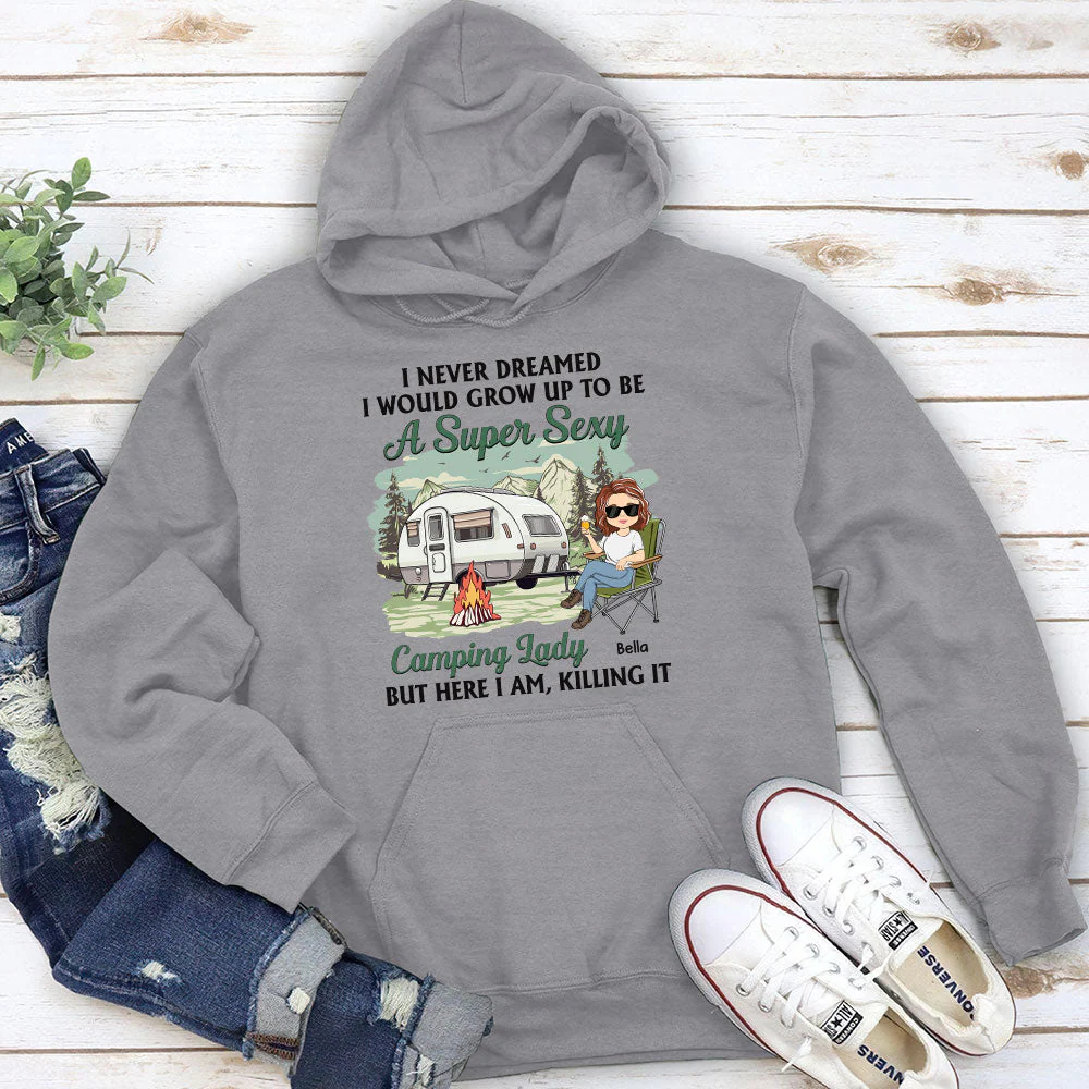 Camping Lady 3 - Personalized Custom Hoodie - Image 2