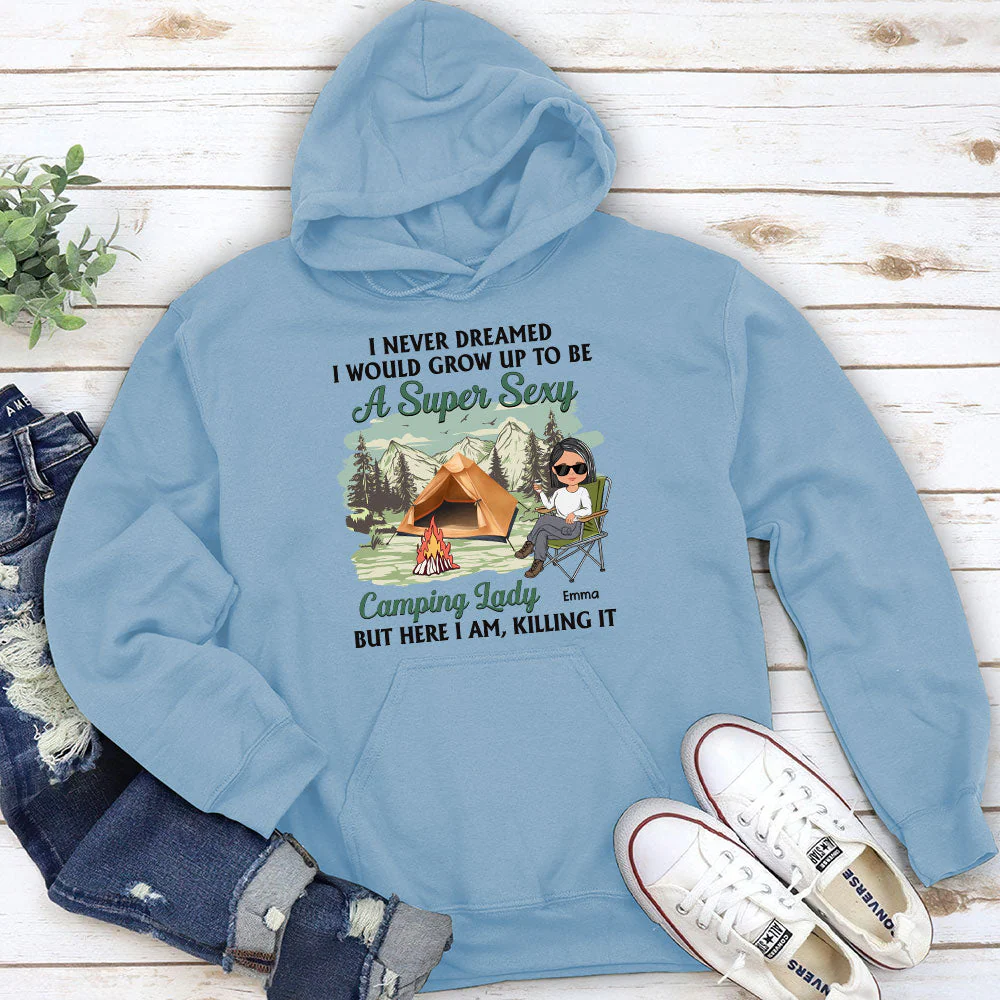 Camping Lady 3 - Personalized Custom Hoodie - Image 5