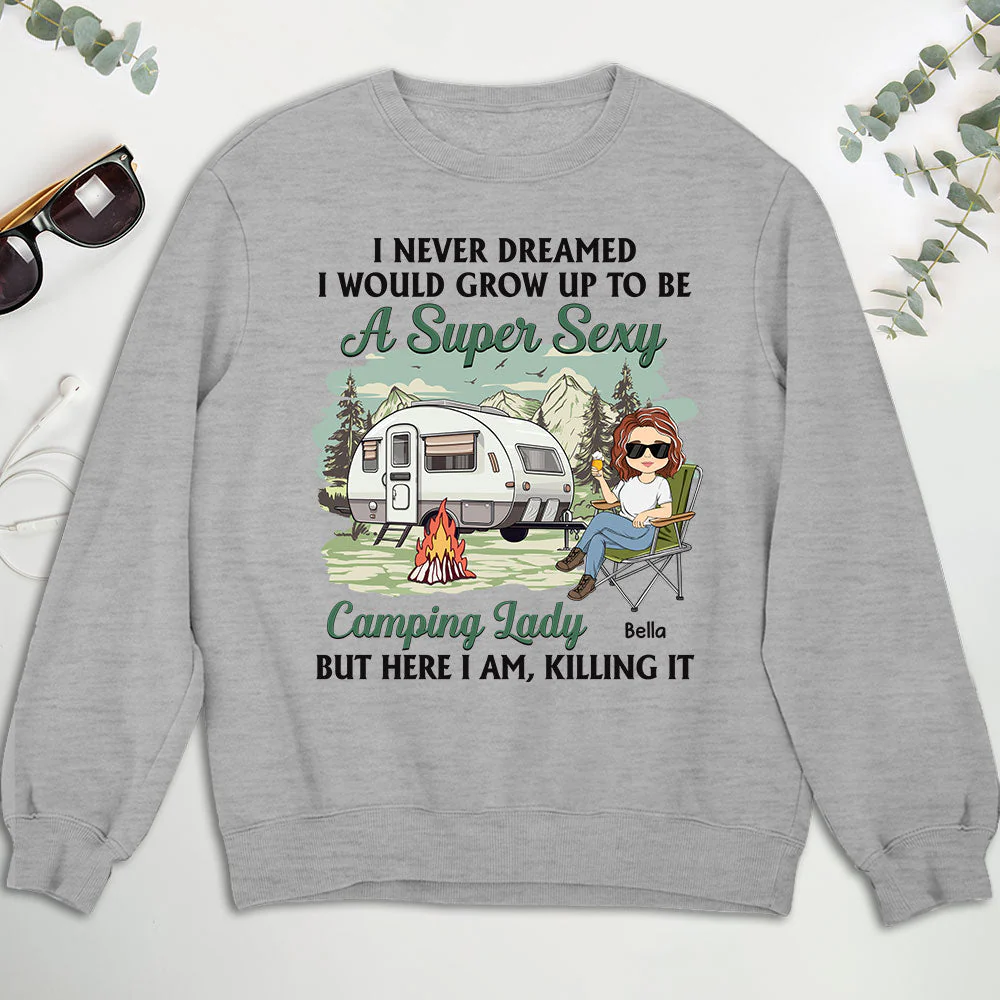 Camping Lady 3 - Personalized Custom Sweatshirt - Image 2