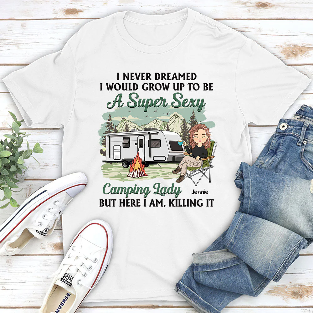 Camping Lady 3 - Personalized Custom Unisex T-shirt - Image 2
