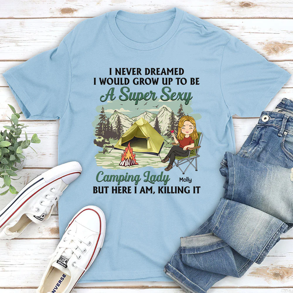Camping Lady 3 - Personalized Custom Unisex T-shirt - Image 3