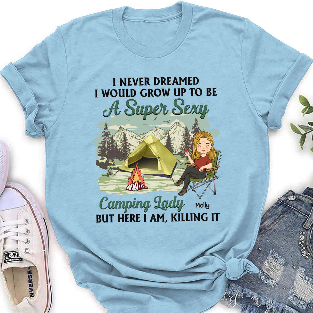 Camping Lady 3 - Personalized Custom Women's T-shirt - Image 3