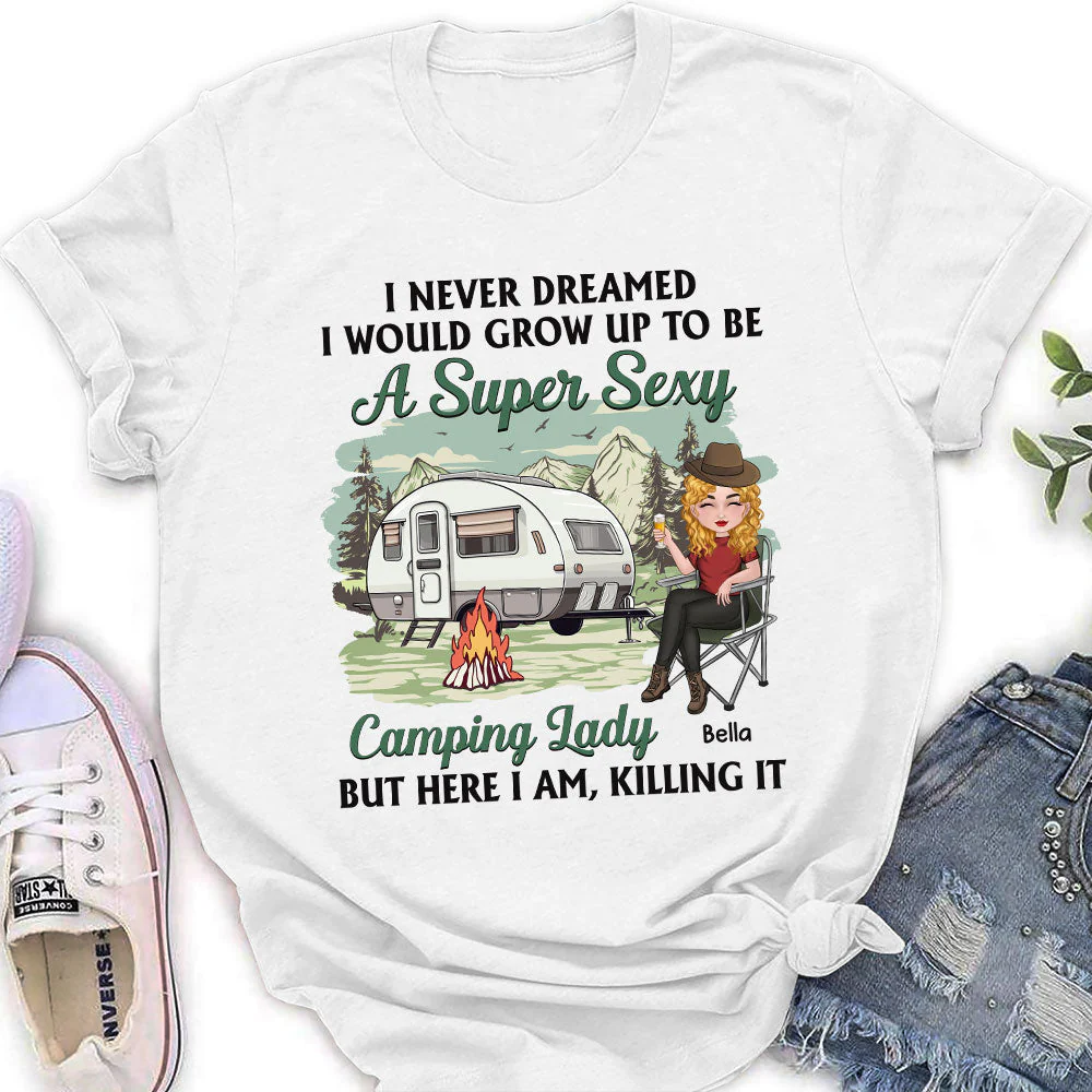 Camping Lady - Personalized Custom Women's T-shirt - Image 2