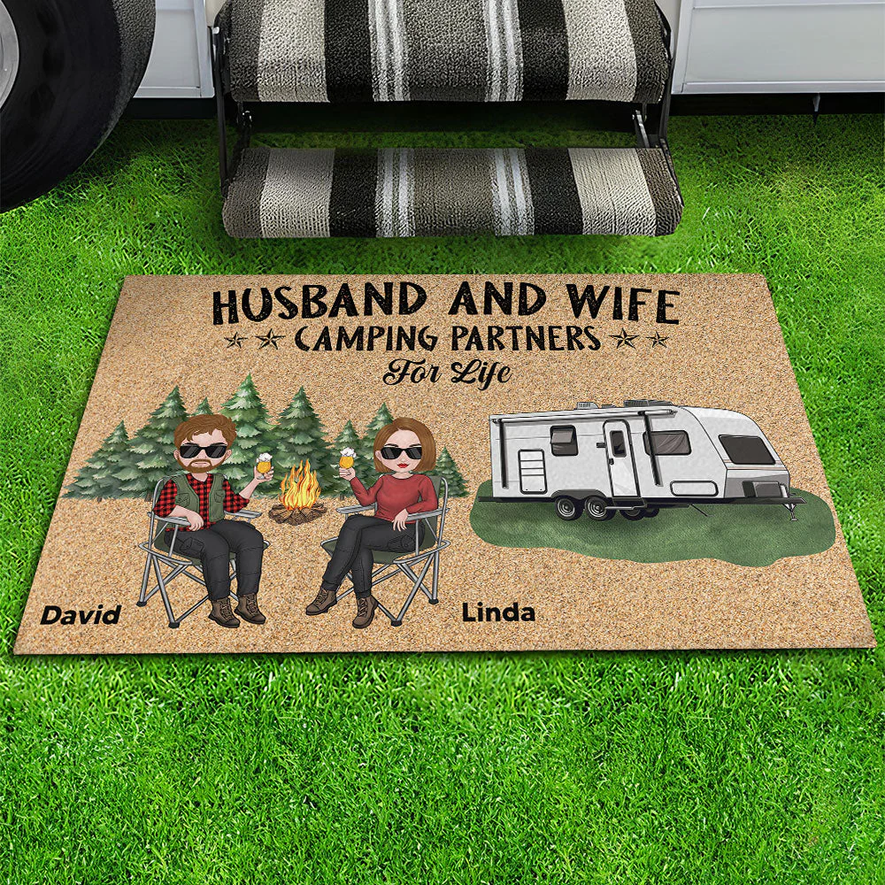 Camping Partners For Life - Personalized Custom Doormat - Image 3