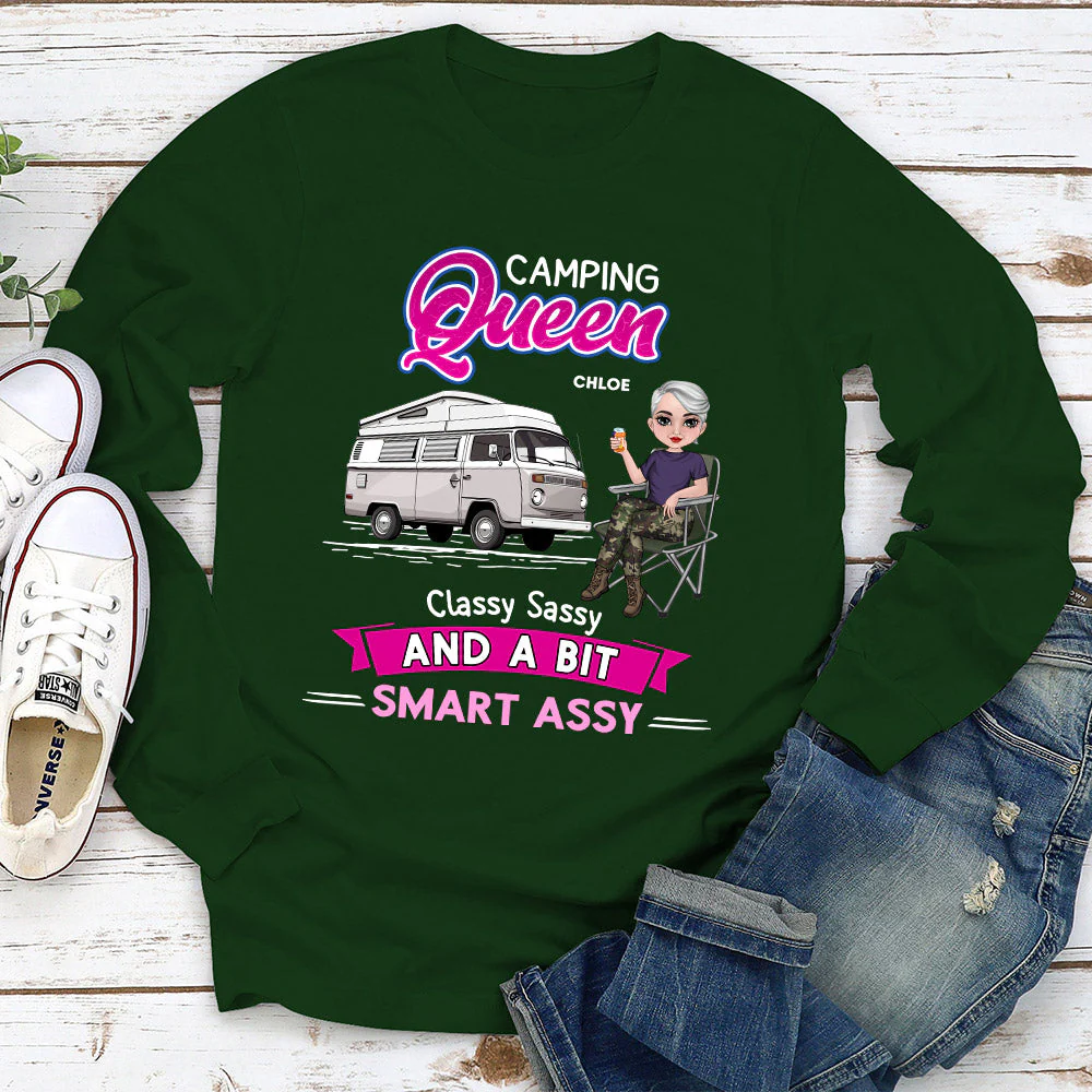 Camping Queen - Personalized Custom Long Sleeve T-shirt - Image 3