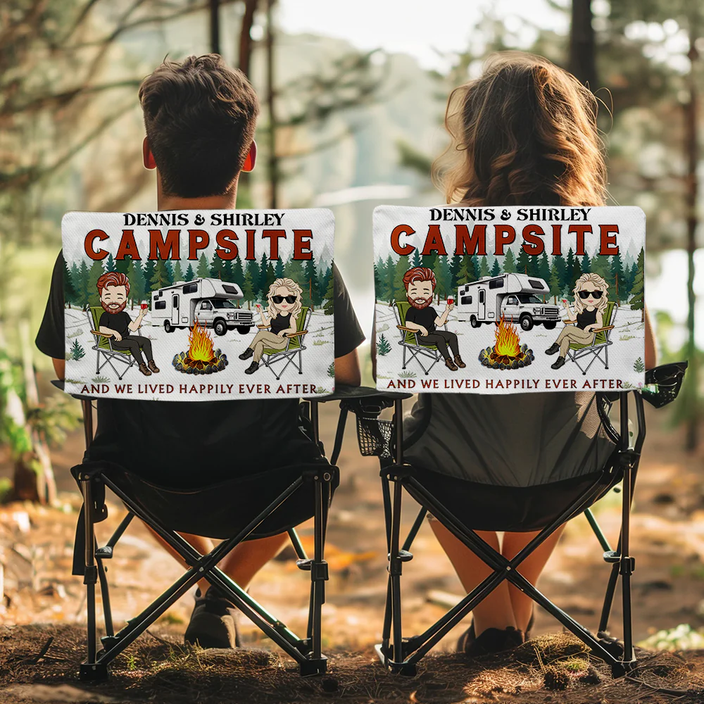 Campsite And We Lived Happily Ever After - Personalized Custom Camping Chair Cover - Image 4
