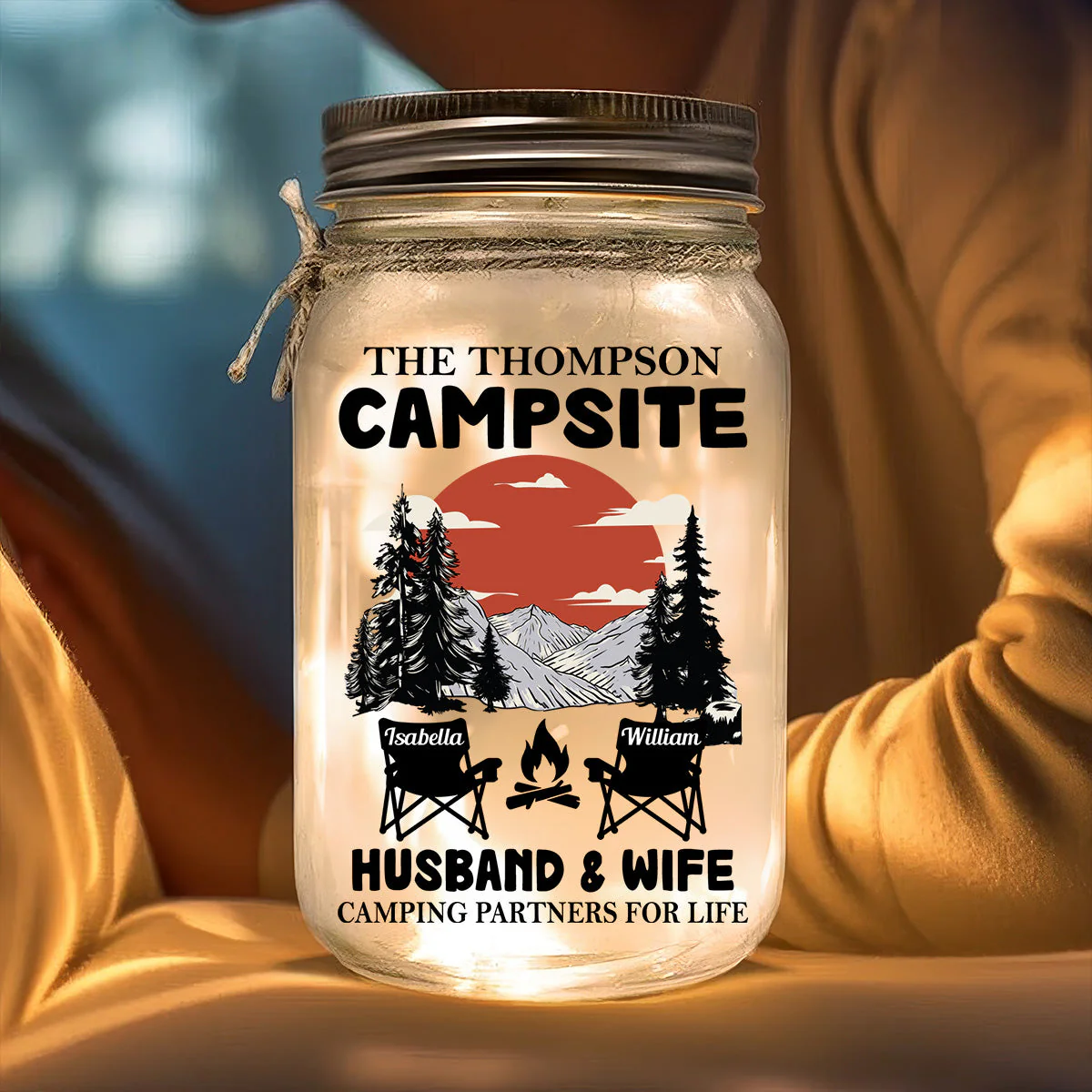 Campsite - Personalized Custom Mason Jar Light - Image 3