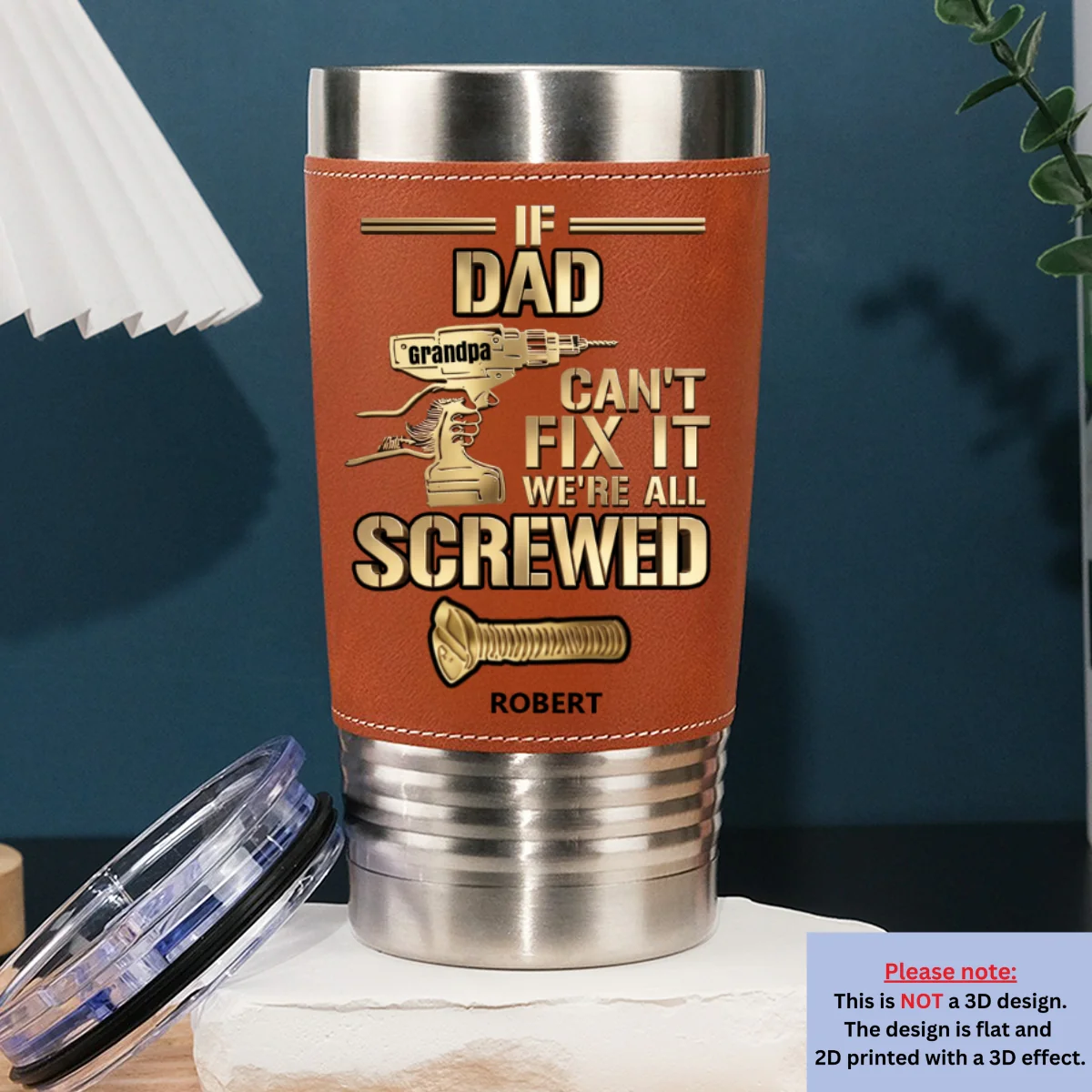 Can Not Fix It Gold - Personalized Custom Leather Tumbler - Image 6