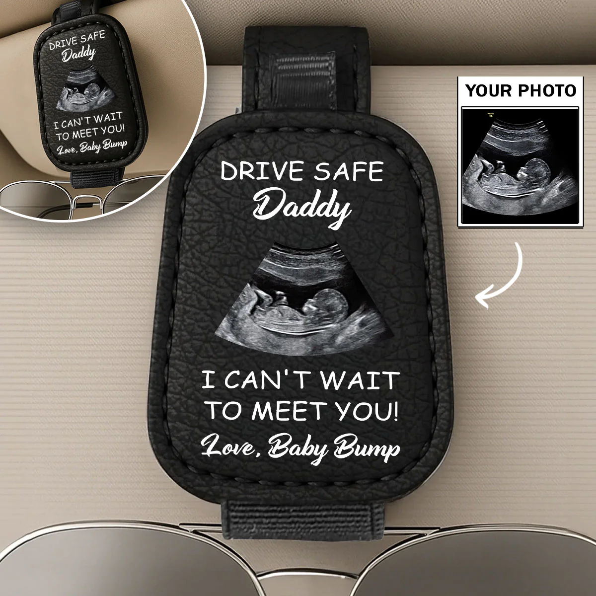 Can Not Wait To Meet You - Personalized Custom Sunglasses Holder For Car Visor