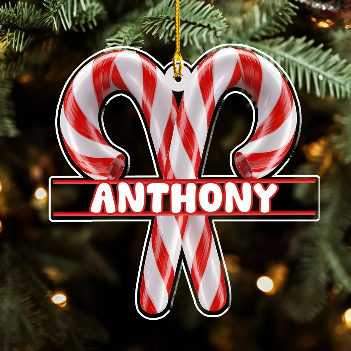 Candy Cane - Personalized Custom Acrylic Ornament - Image 3