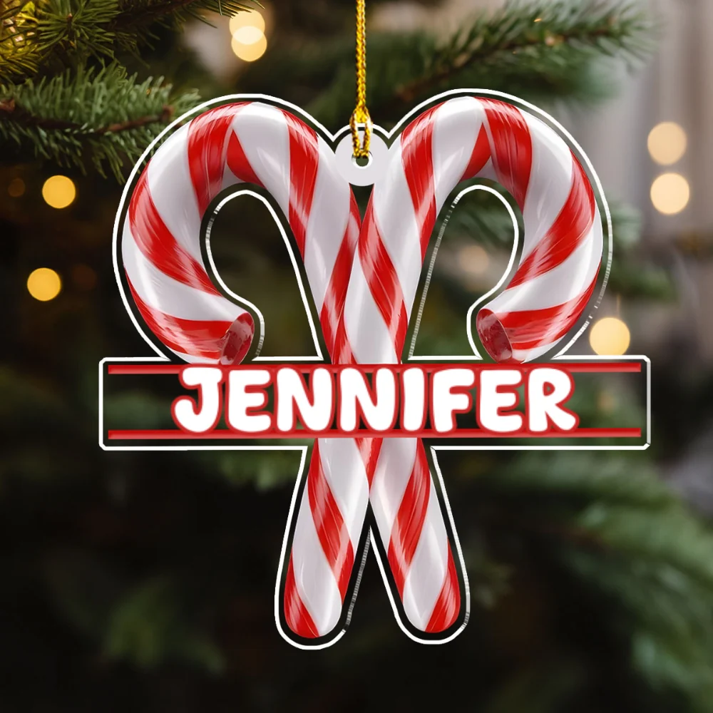 Candy Cane - Personalized Custom Acrylic Ornament - Image 4