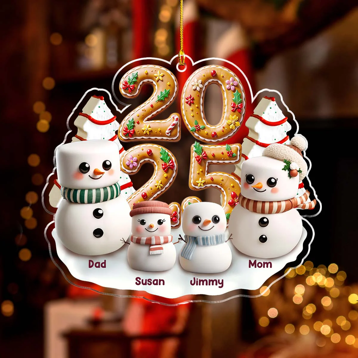 Candyland Family Gathering - Personalized Custom Acrylic Ornament - Image 2