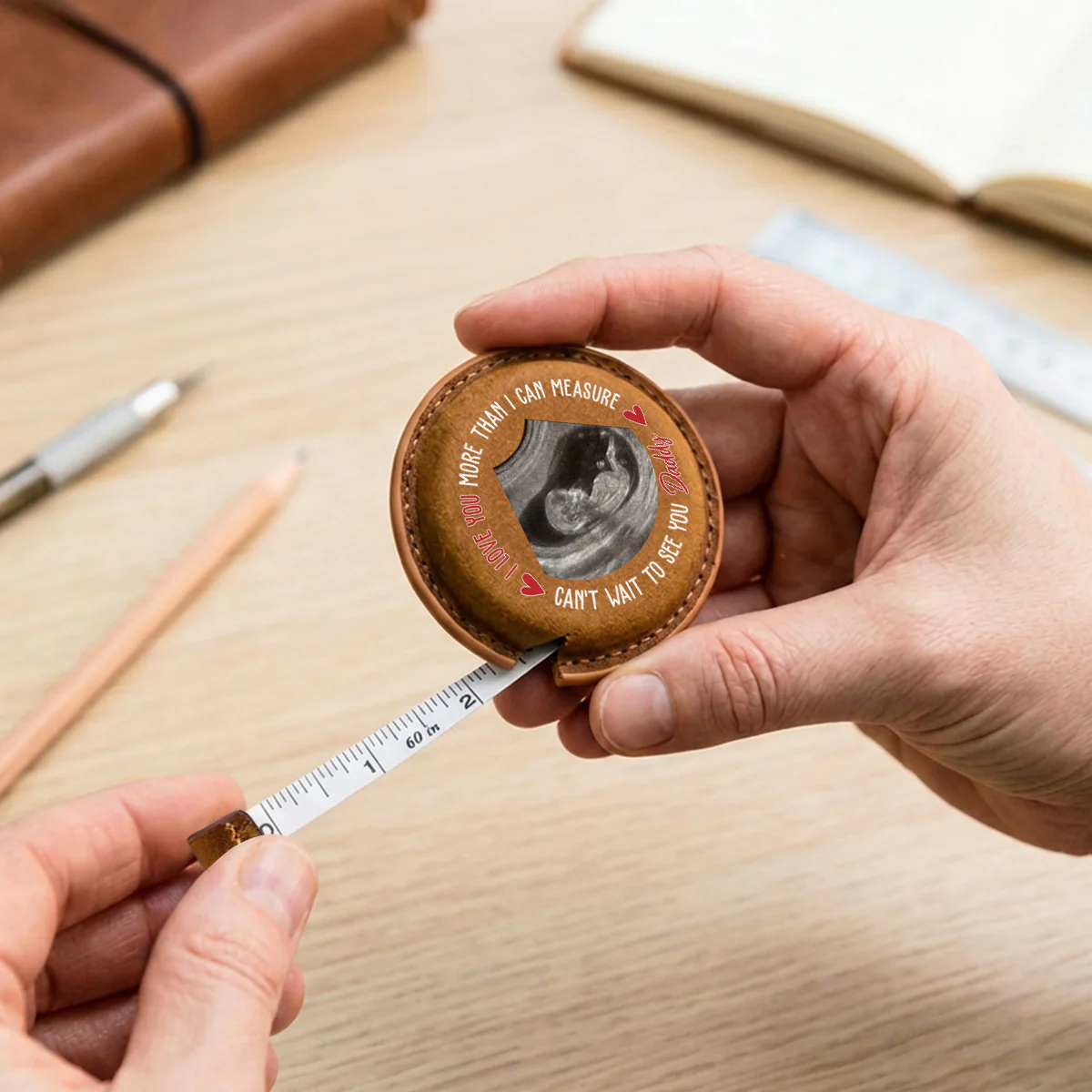 Cannot Wait To See You - Personalized Custom Leather Tape Measure - Image 3